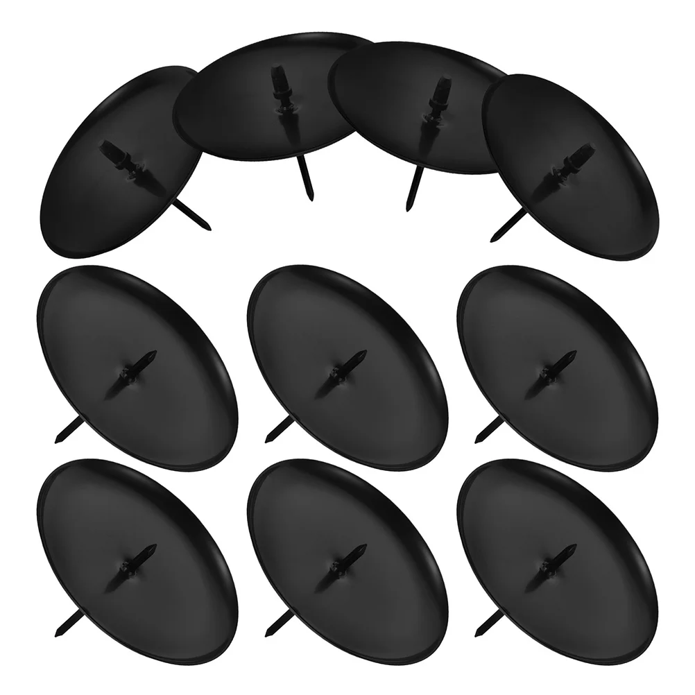 10Pcs Christmas Wreath Plates Metal Iron Pillar Holders Dining Table Centerpiece Decorative Candlesticks Holders