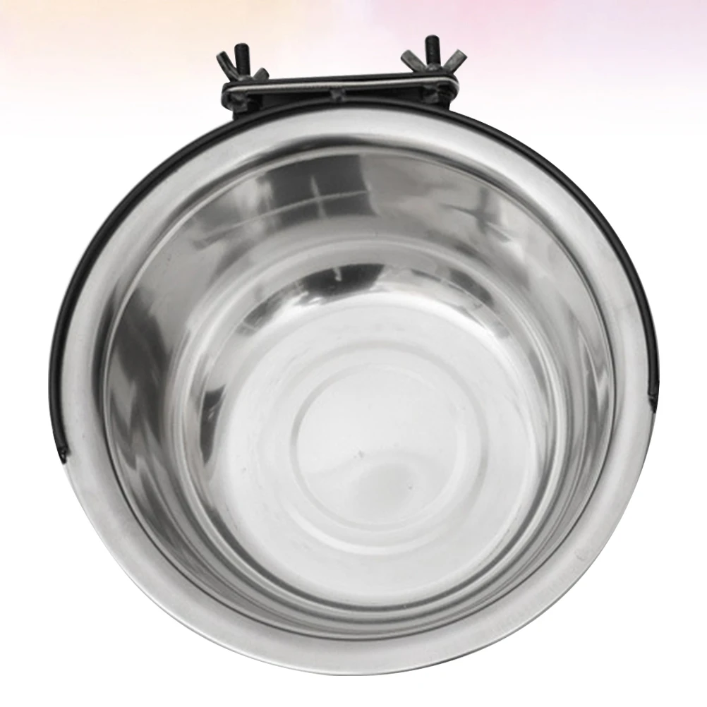 

1pc Stainless Steel Pet Food Water Bowls Hanging Bird Cup Coop Kennel Feeding Dish Dog Cat Bowl Set S M L Sizes Durable Rust