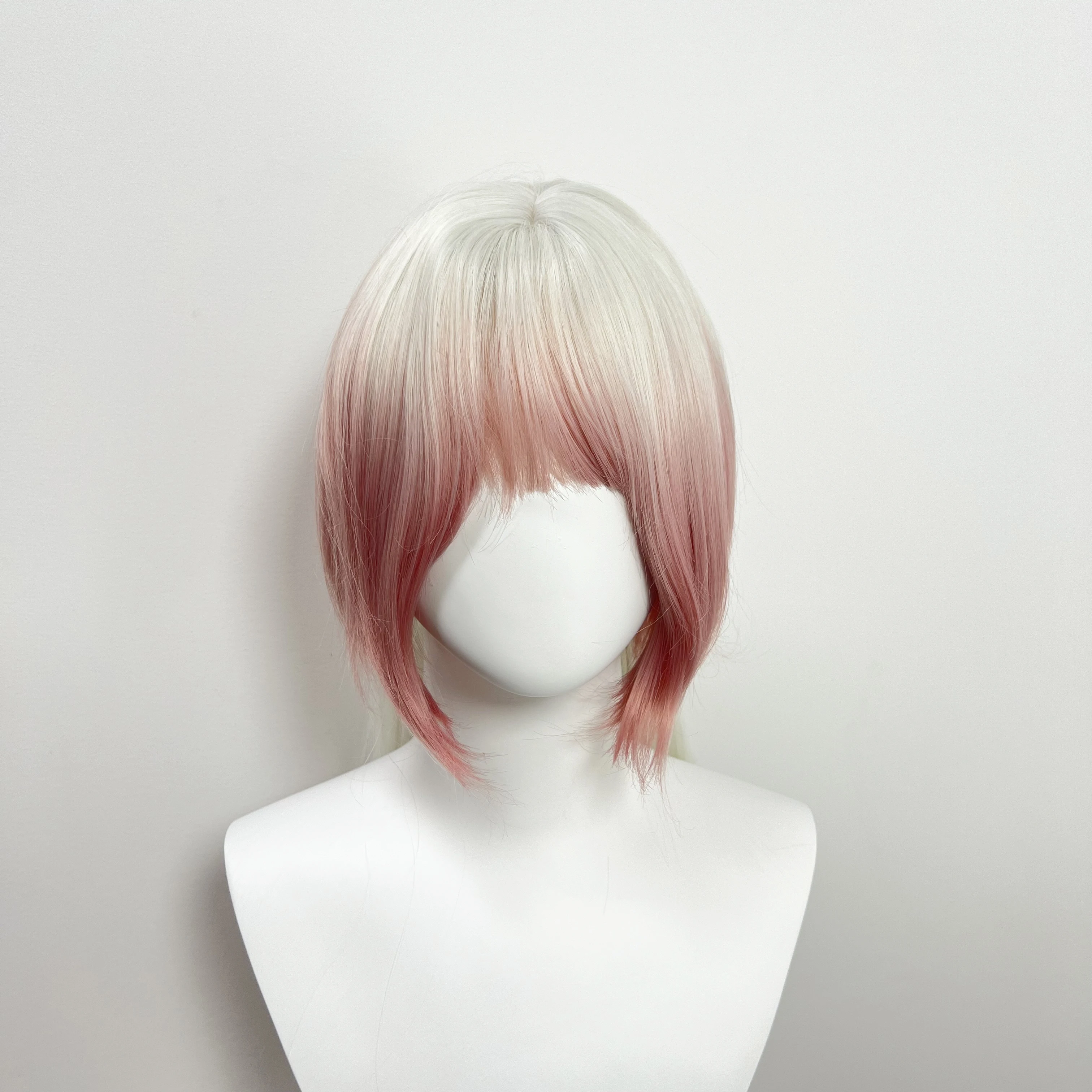 Cake Ombre Pink  Wig Layer Long Body Wavy Hair Wigs with Bangs Cute Synthetic Wigs Lolita Wig High Temperature Fibers  Peruca