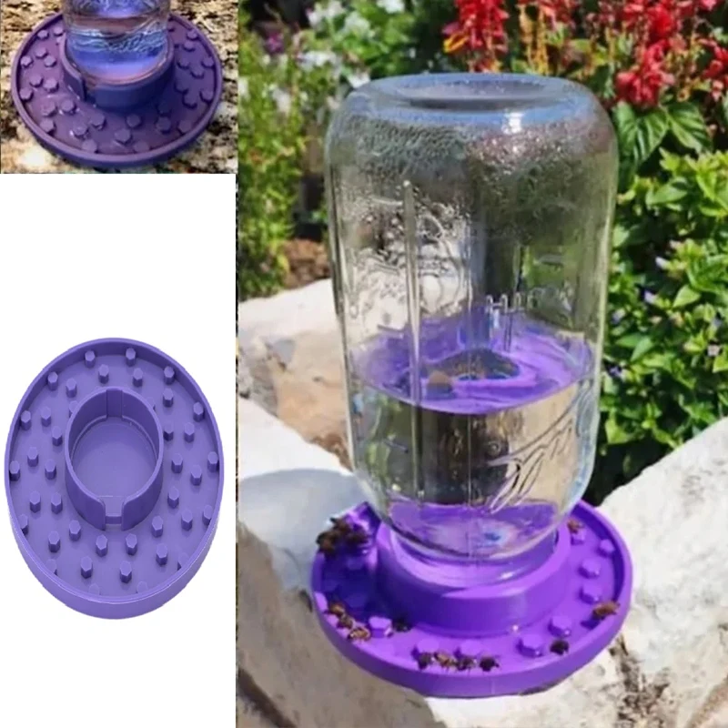 Bee Feeder Base For Regular Mouth Mason Jar, Bee Watering Station, Bee Base For Garden, Bee Cups Water Base For Been