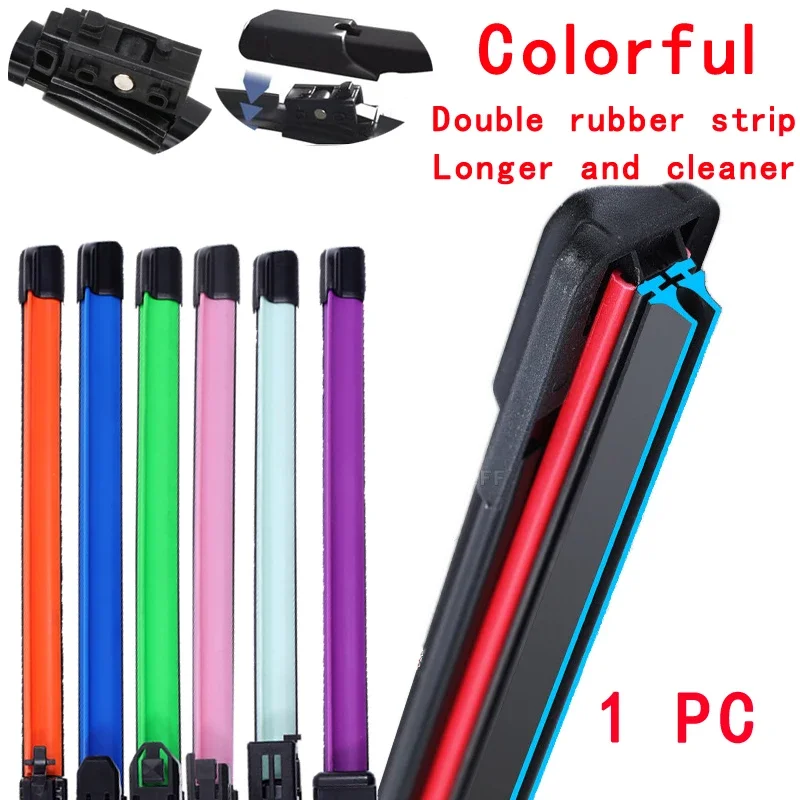 

Colorful MBTL1.1 Car Windshield Wiper blades Universal Soft Double layer Rubber Frameless Bracketless 16" 19" 20" 22" 24"26"30"