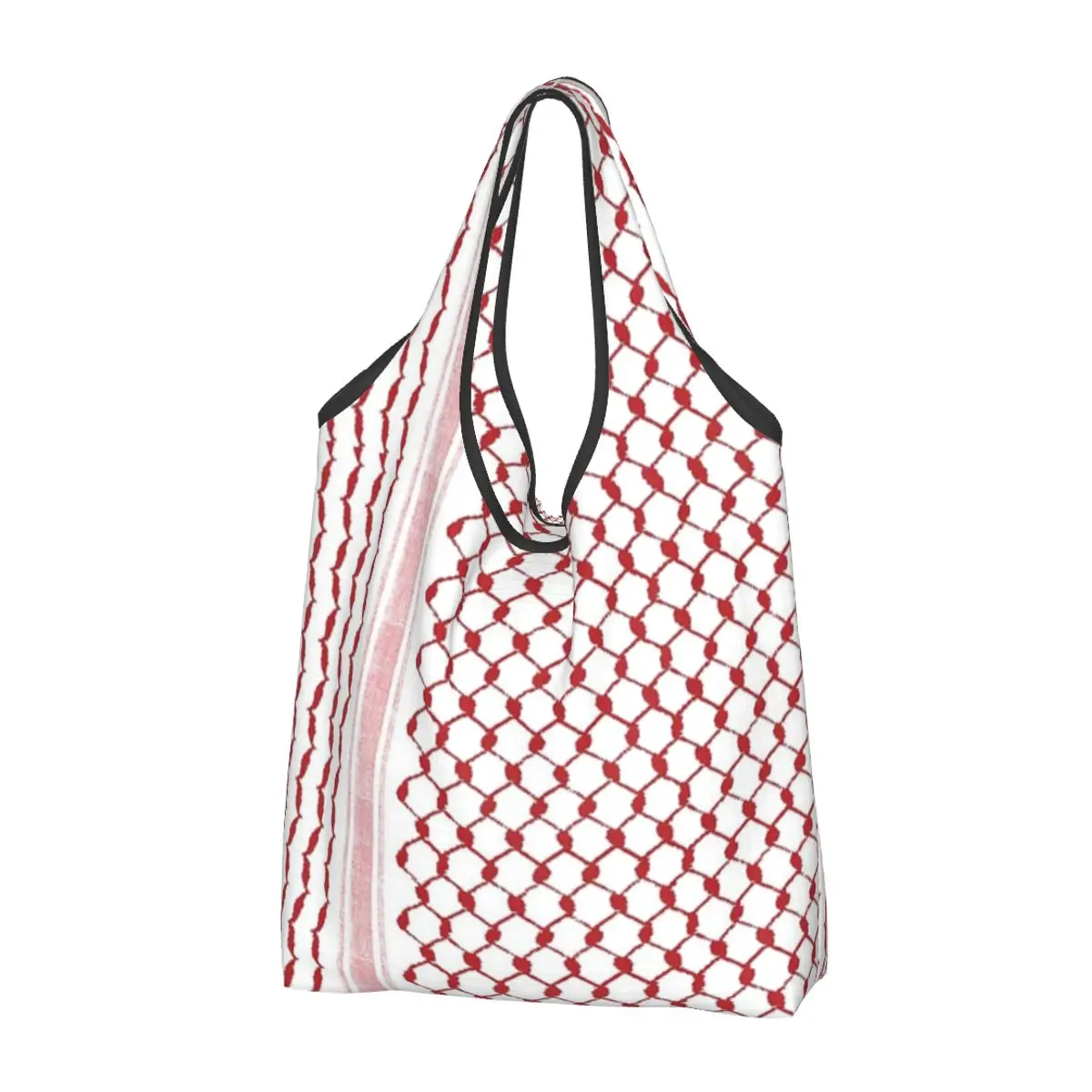 

Reusable Palestinian Hatta Kufiya Grocery Bag Foldable Machine Washable Elegant Ethnic Pattern Shopping Bags