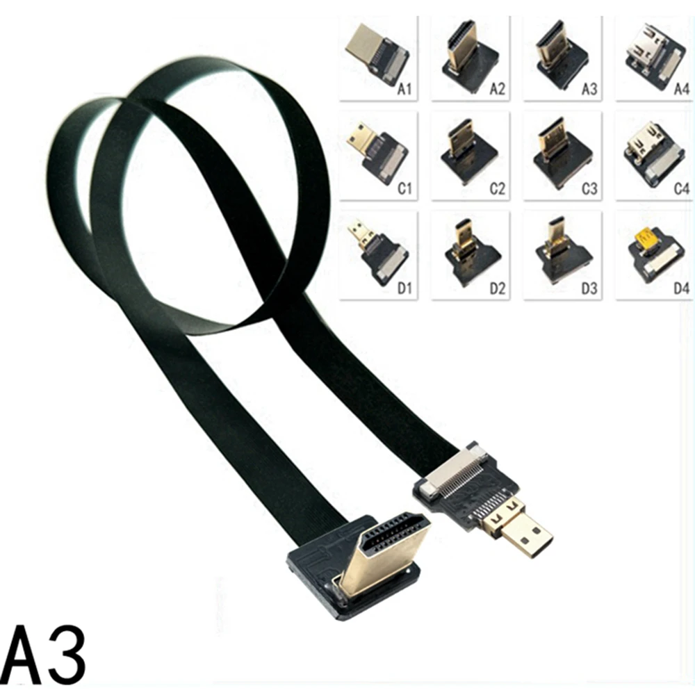 A3 HD HDMI Cable / Standard Mini Micro Soft Cable 5/10/15/20/25/30/50CM Light and Thin Flexible Wire for Aerial Photography