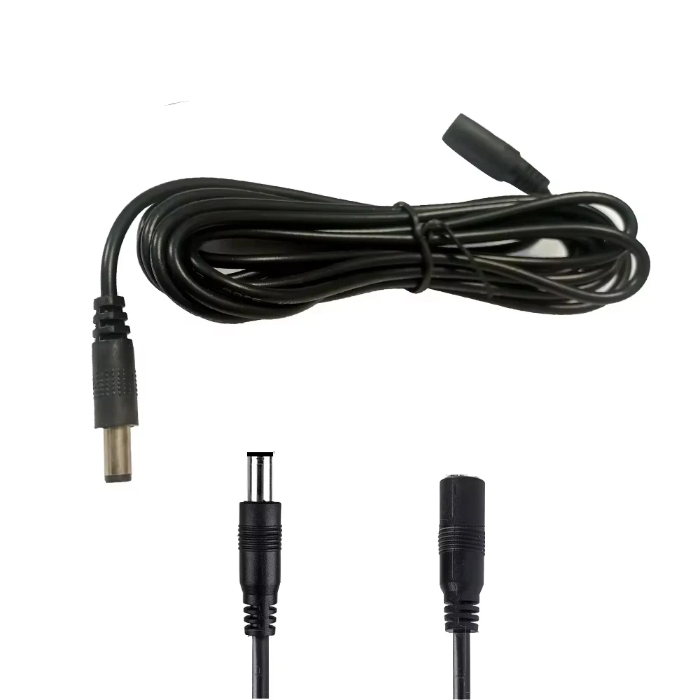 1M 3M 5M 10M DC Extension Cable 2.1mm X 5.5mm Female to Male Connector Power Cord Cable Adapter Extender Black Electric Wire