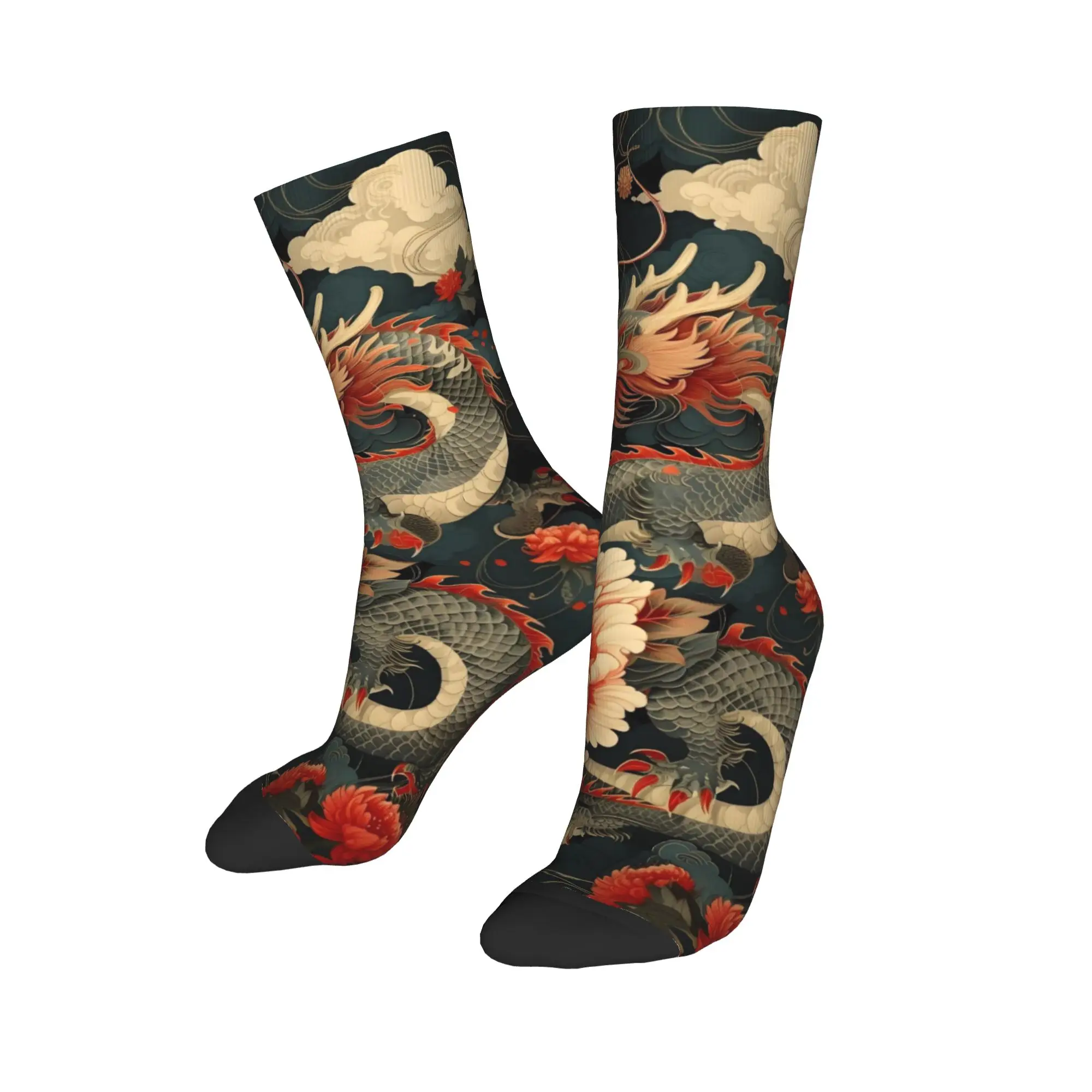 

Мужские носки с красным драконом и животными на заказ, новинка унисекс, традиционные тотемные носки в азиатском стиле, весна-лето, осень-зима, модельные носки