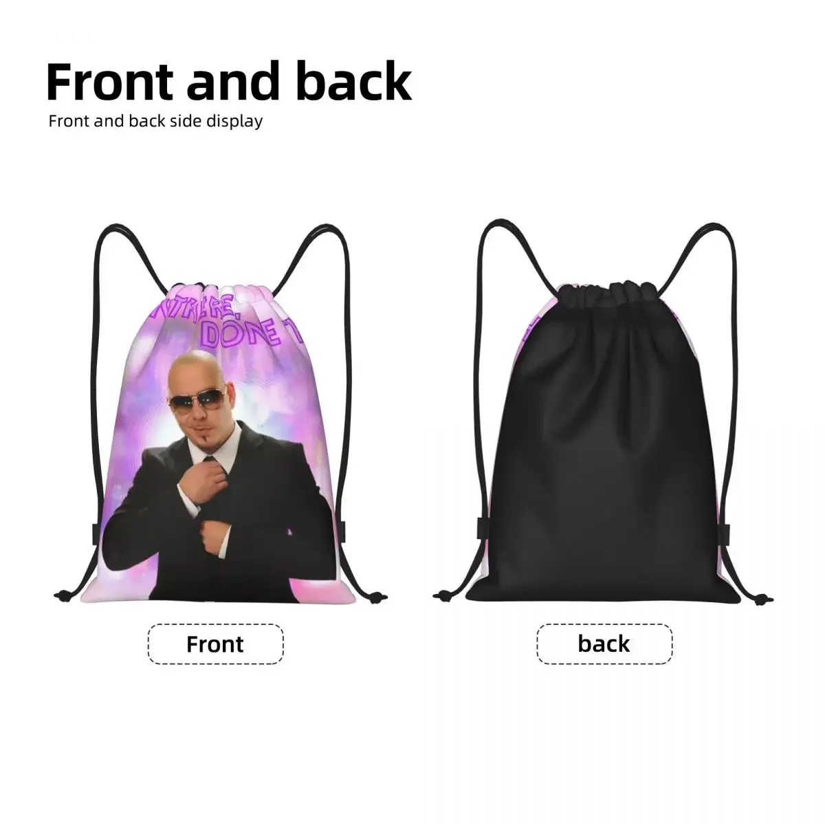 Custom Mr World Pitbull Drawstring Bags Women Men Lightweight American Rapper Singer Sports Gym Storage Backpack