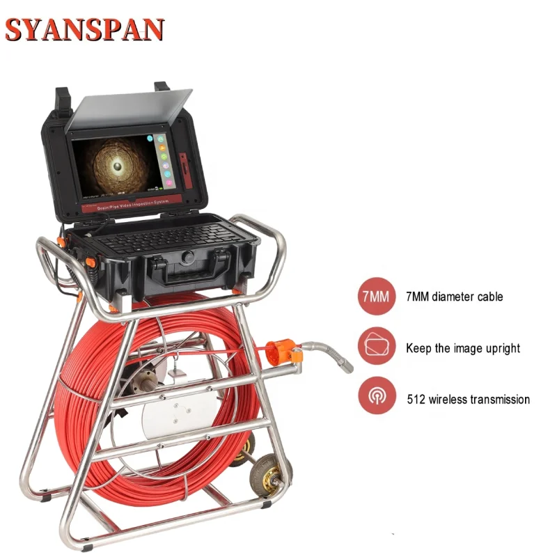 

10.1inch HD 1080P Touch Screen 512HZ Transmitter Self-leveling Sewer Camera Meter Counter 16GB DVR Video Pipe Inspection Camera