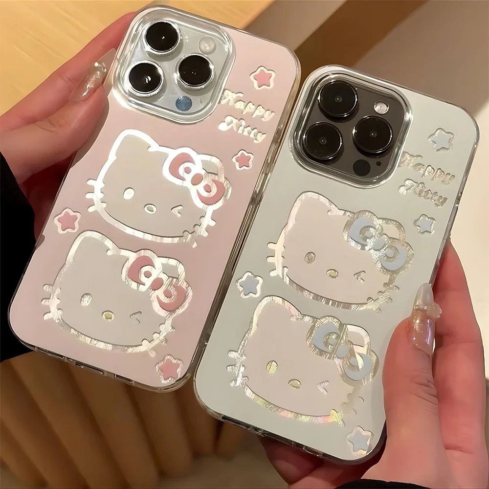 Sanrio Y2K INS Kt Oxygen Sense Hello Kitty Couple Phone Case For iPhone 16 15 14 13 12 11 Pro Max XR XS Max 7 8 Plus MINI Cover