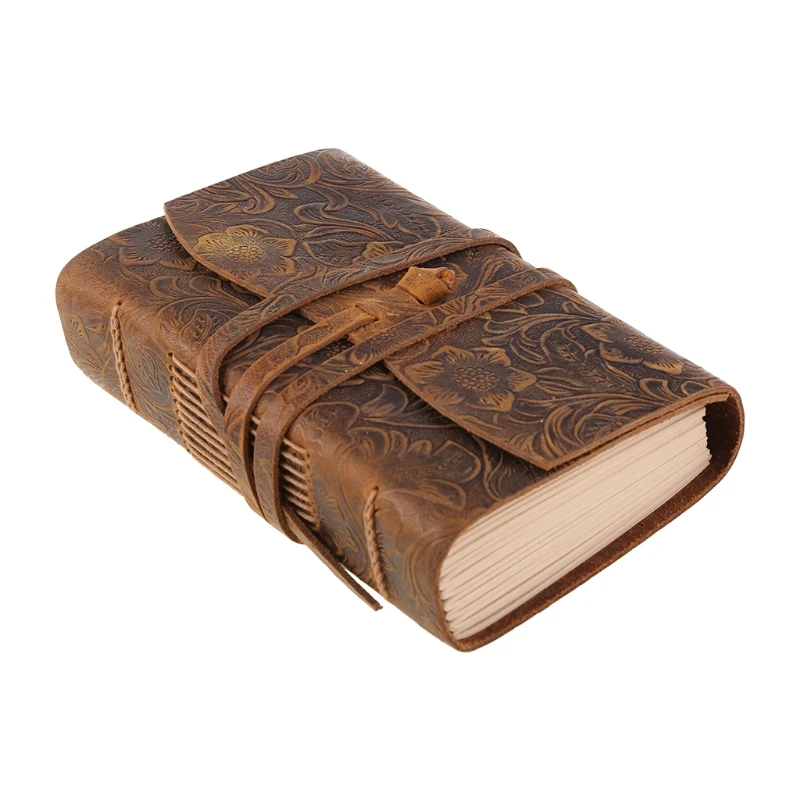 Vintage Leather Softcover Notebook Sketchbook Leather-bound 400 sheets with Flexible Strap