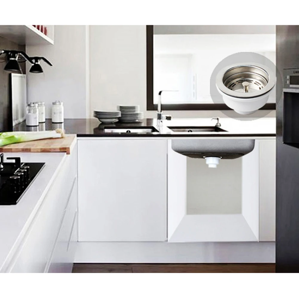 For Sink Opening 70-80mm Waste Kit Sink Strainer Drain Diameter 90mm High Quality Silver Sink Stainless Steel 1 X