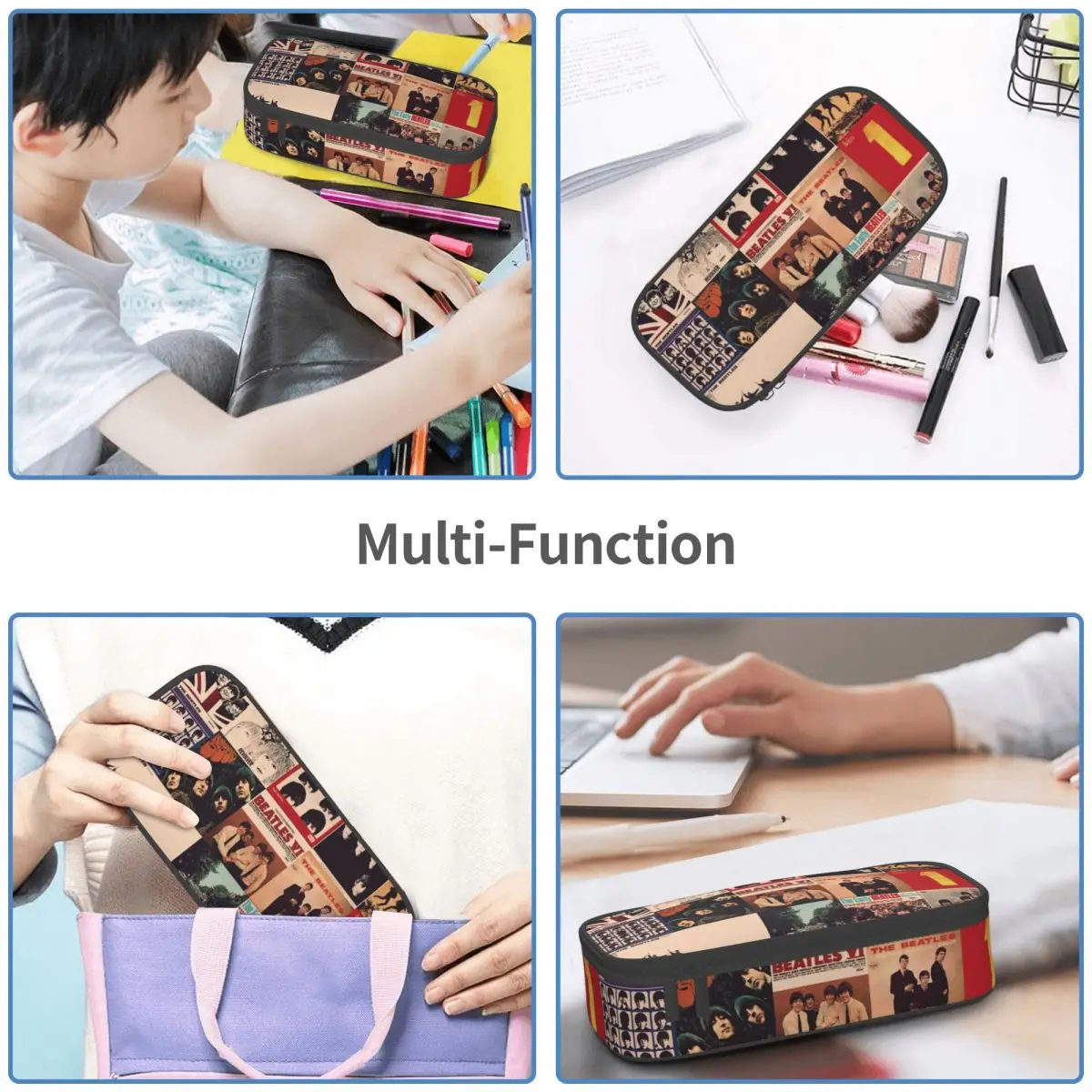 Harajuku The Beatle Memebers Art Pencil Cases Large Capacity Pen Bags Pen Box Pencil Pouch For Boys Girls Students School Office