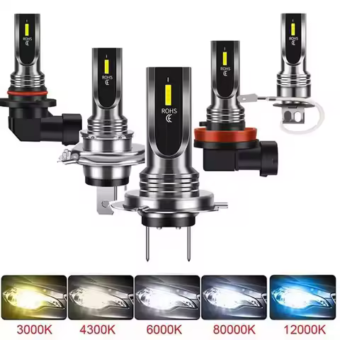 2Pcs 4300K H7 H4 H8 H11 LED Headlight Bulbs Kit High Low Beam 6500K Super White Lights Car Fog Lamps 1860 Chips 12V 24V 55W