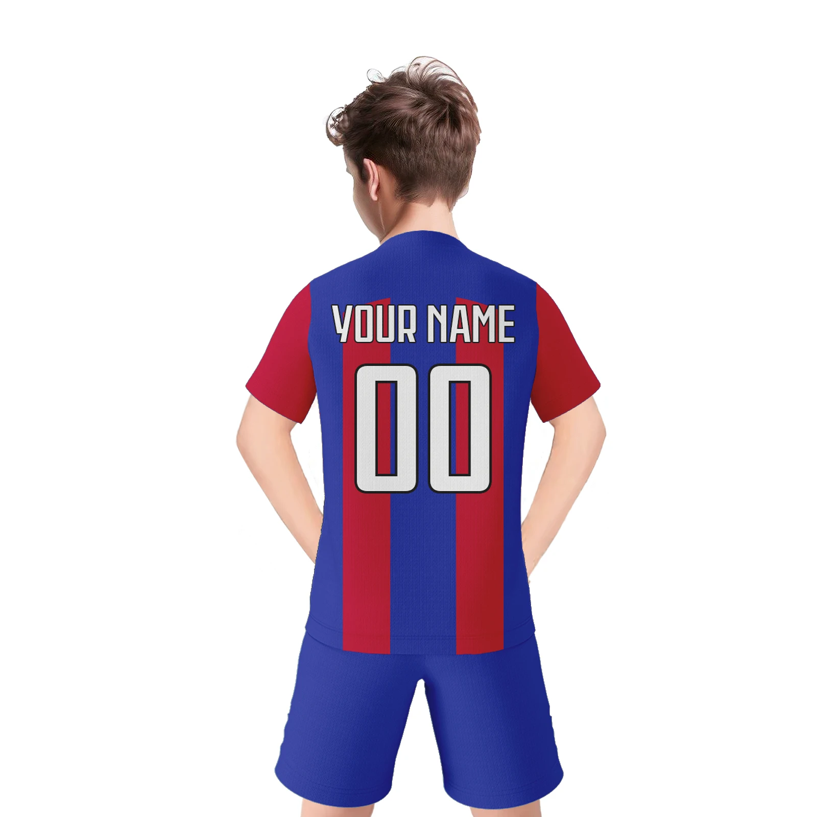 Personalized Kids Soccer Jersey Set Custom Name Number Soccer Kit  Boys Girls Youth Team Soccer Uniform Blue Red Football Shirt