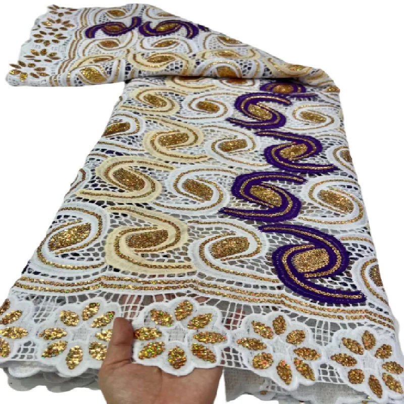 

African Lace Fabric 2022 High Quality French Lace Fabric With Colorful Sequins Nigerian Lace Fabrics For Wedding Sewing