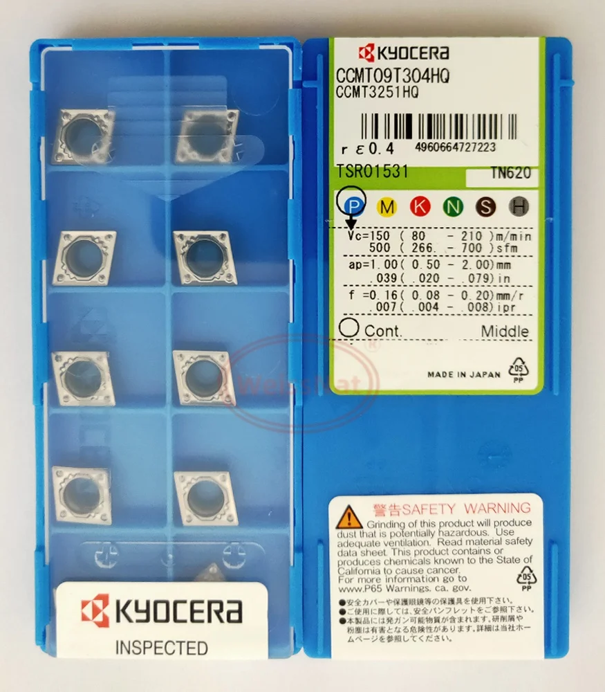 

Твердосплавные пластины Kyocera CCMT09T302HQ, CCMT09T304HQ, CCMT09T308HQ, GK, PP, TN620, TN60, PV720, PR1125, PR1535, CA5525, PR930. Твердосплавные вставки CCMT.