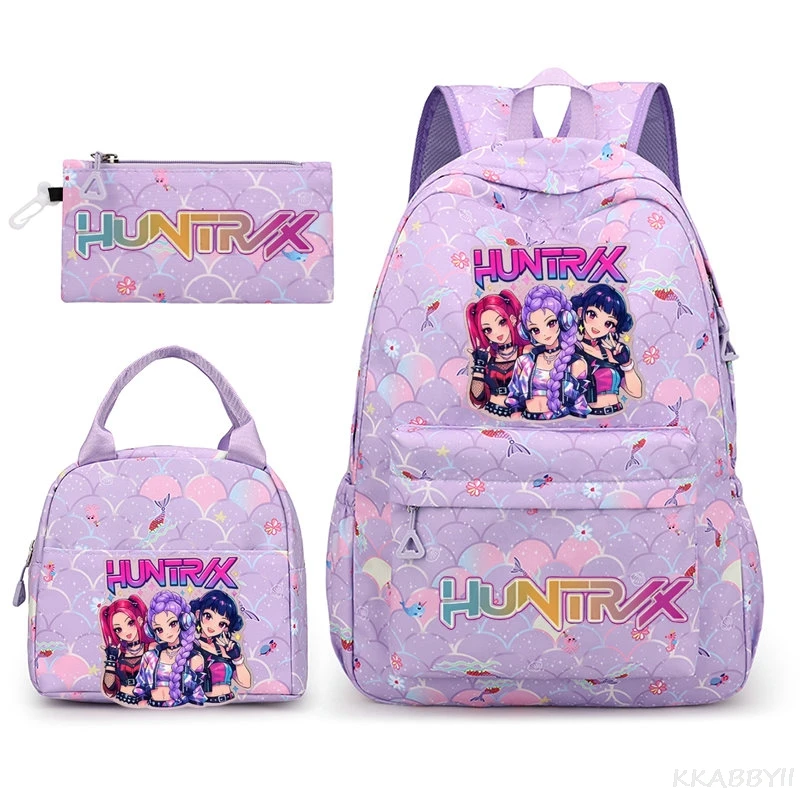 3Pcs/set Backpack Rumi Mira Zoey Print Backpack Anime for Students School Bags with Lunch Bag Pencil Case