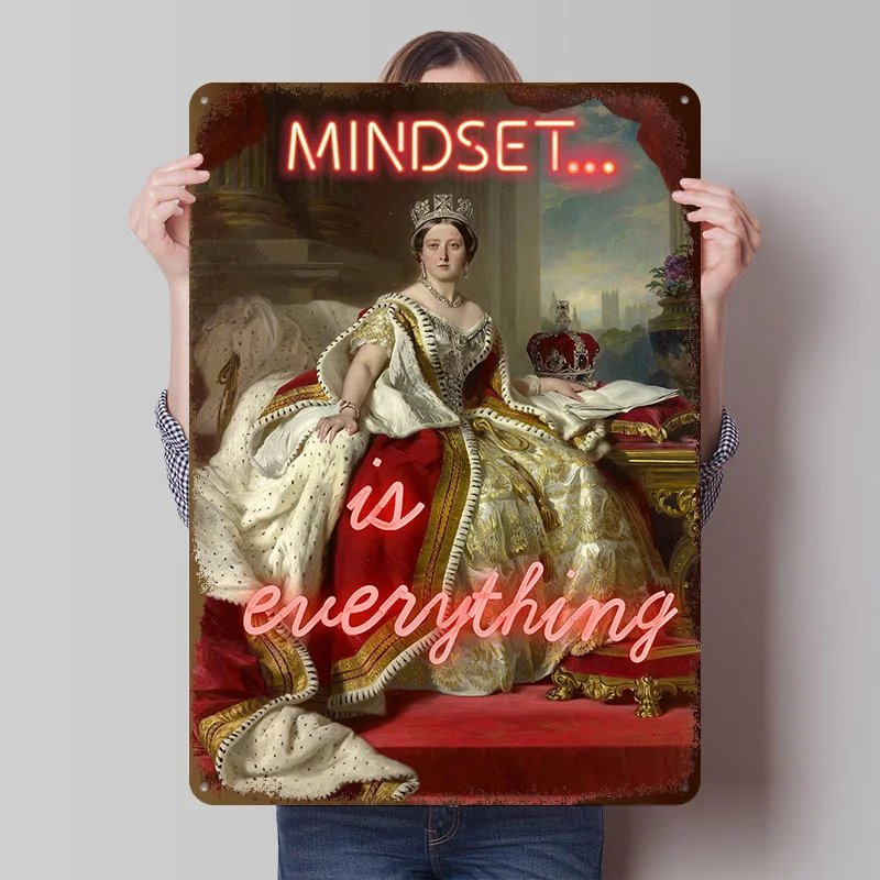 Mindset Is Everything Metal Poster Customized Wall Art Retro Vintage Metal Tin Signs for Room Ornaments Office Decoration Gaming
