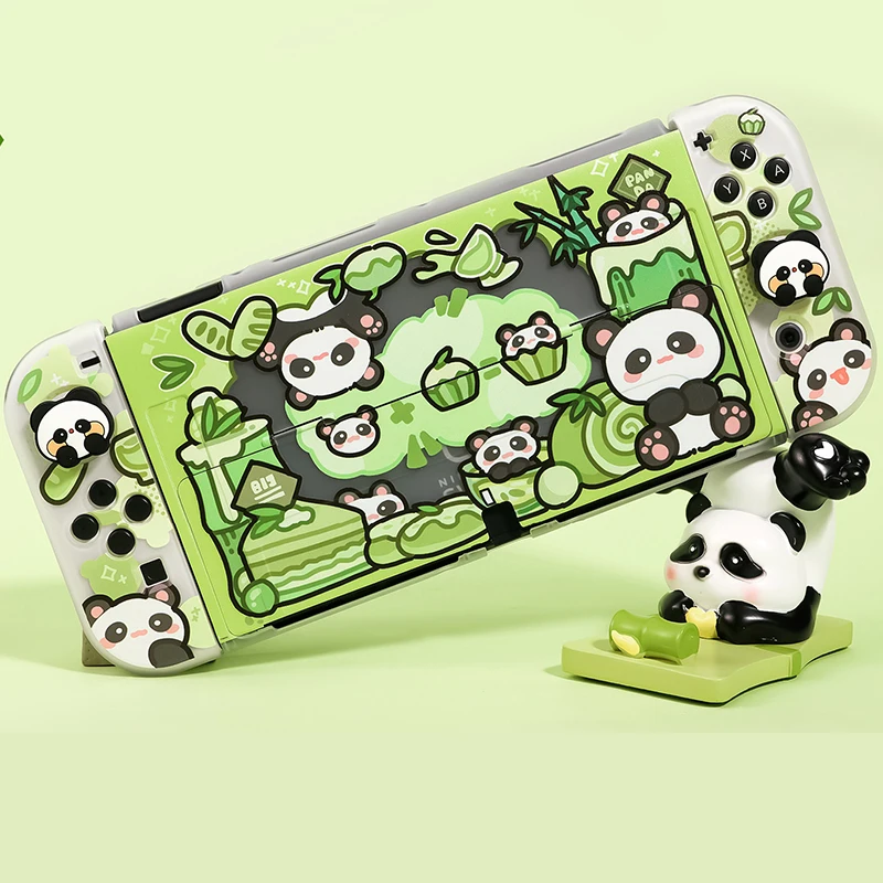 Adorable Panda Protective Case for Nintendo Switch Oled Hard PC Skin Shell Switch Console Joy-Con Controller Housing Shell Cover