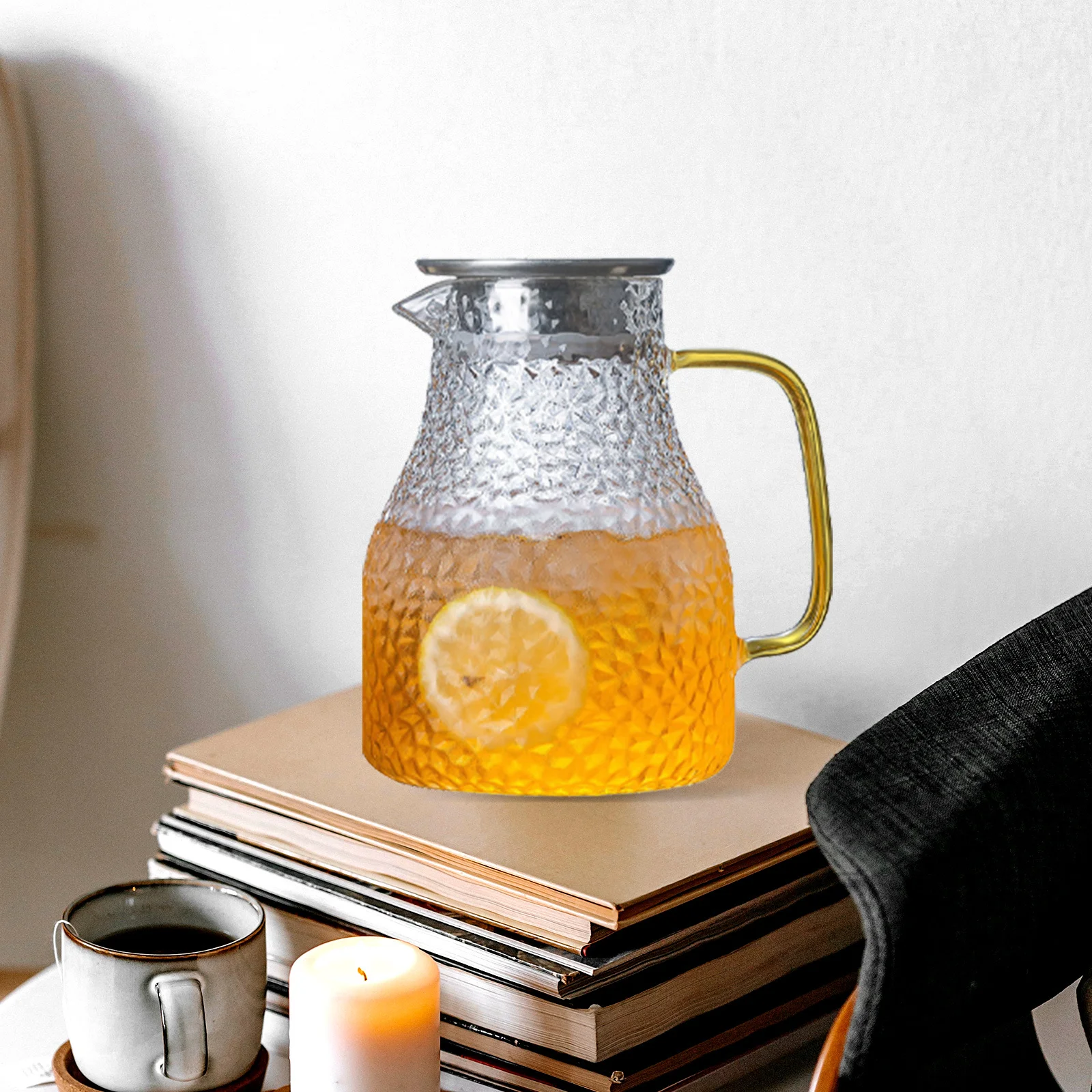 

Large Capacity Cold Water Kettle Glass Transparent Hammer Pattern Beverage Jug for Juice Tea Wine Scented Tea Kettle Household