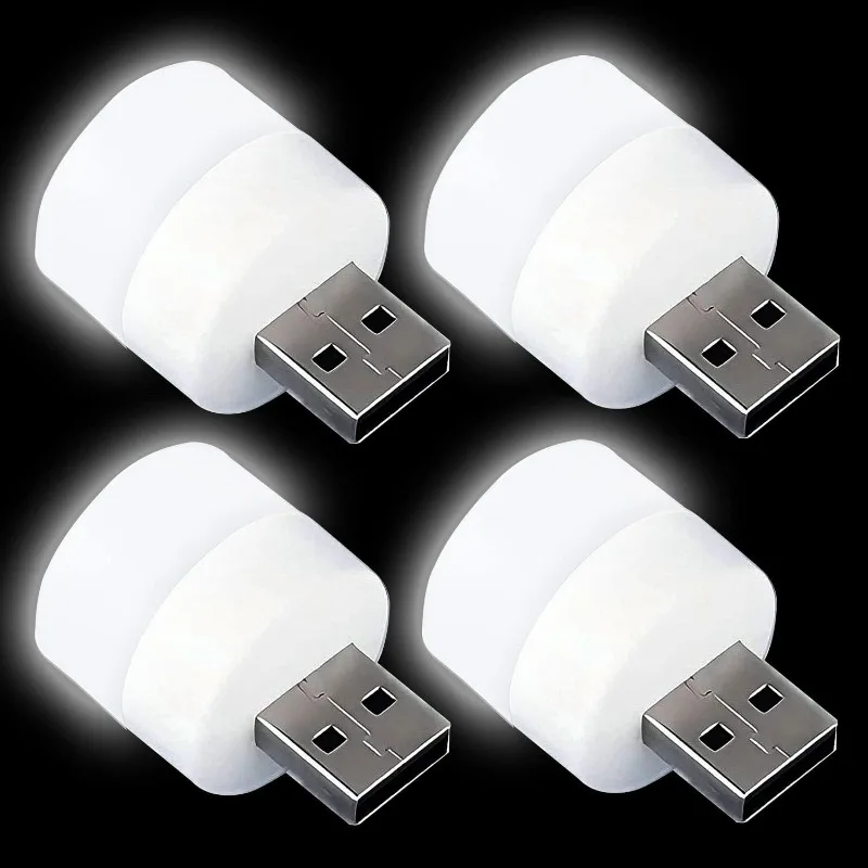 1-50PCS Mini USB Plug Lamp Night Light Computer Mobile Power Charging Small Table Lamps White Eye Protection Book Reading Lights