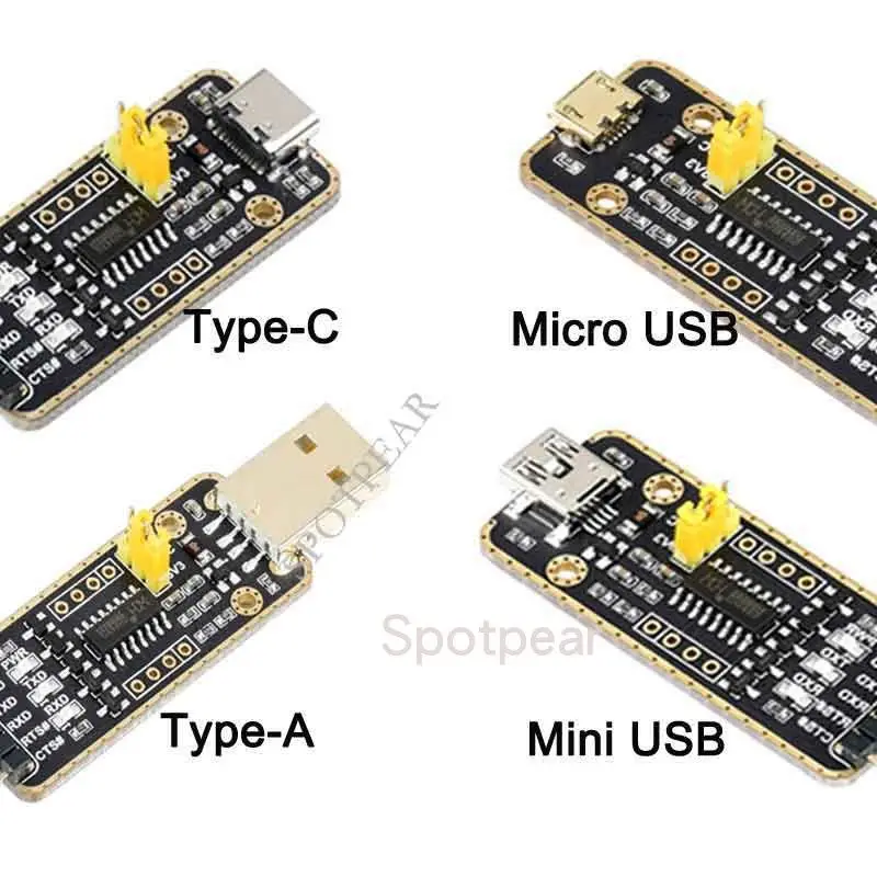 CH343 UART Serial Communication Module with USB Micro / Mini / Type-A / Type-C Interfaces