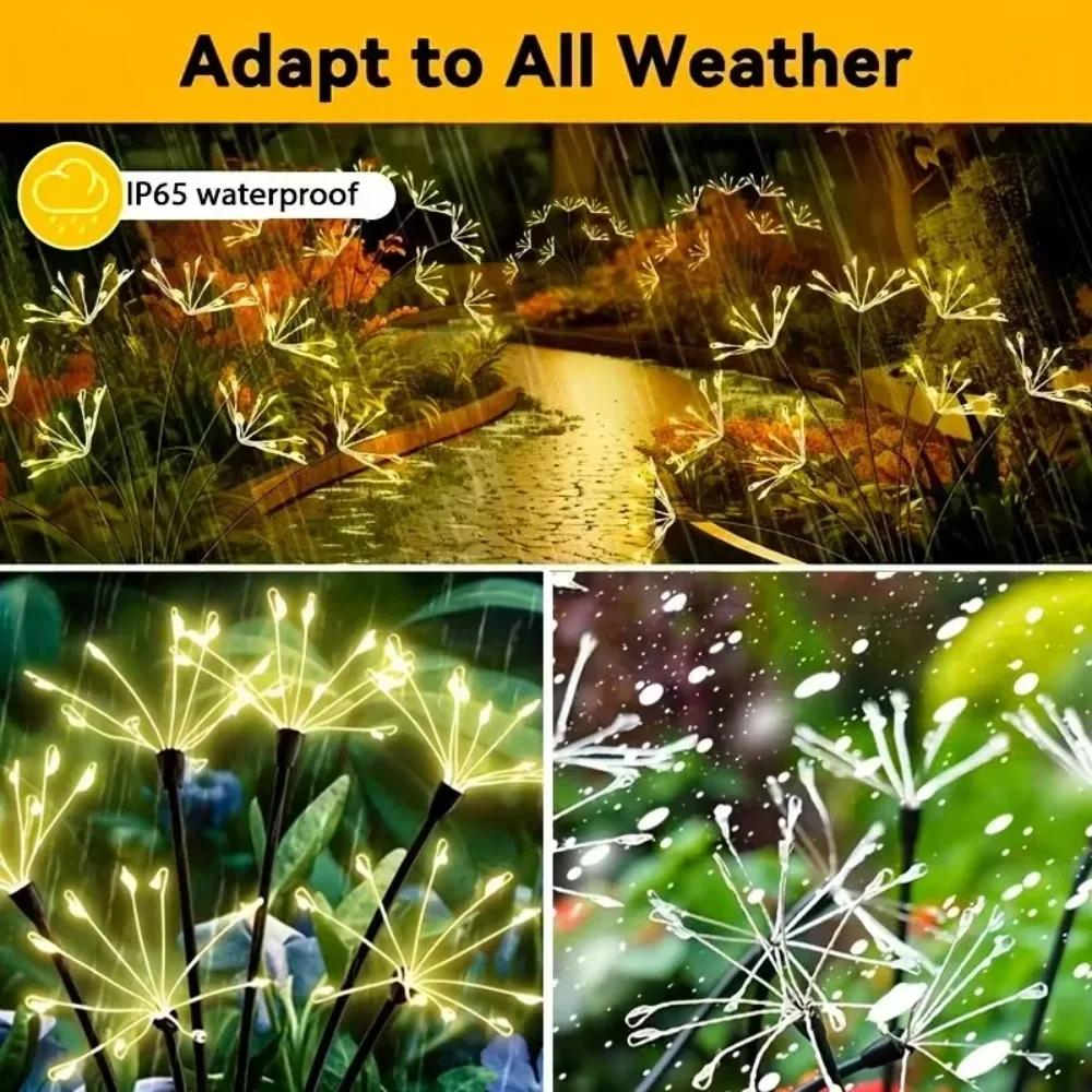 6/8/10Head Solar Automatic Switch Copper Wire Flower Lights Outdoor Garden Decor Firework Lights for Courtyard Pathway Lawn Lamp