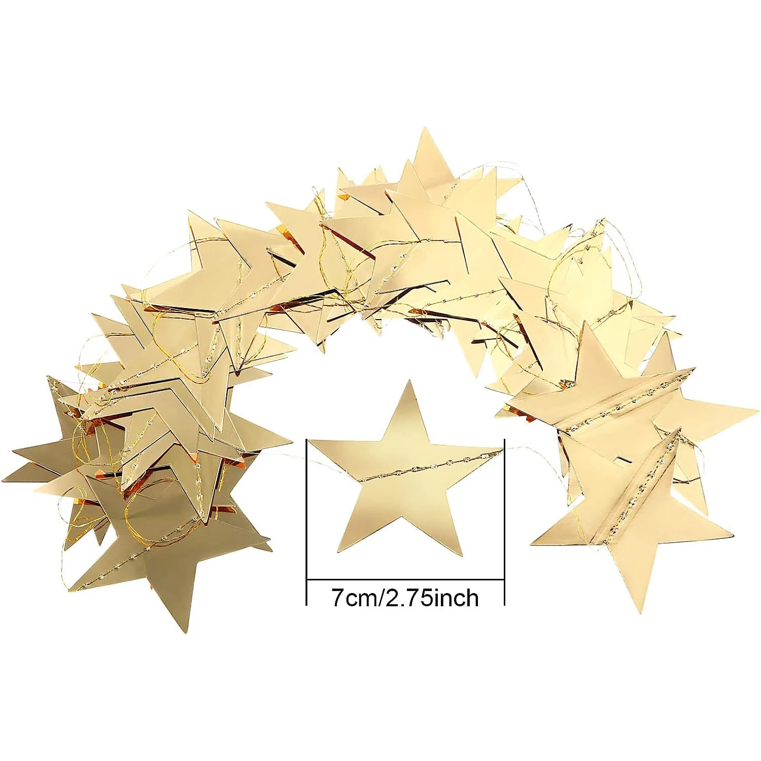Gold Glitter Star Garland Banner - 130ft Christmas Party Decor, Wedding, Homecoming, Classroom, Halloween, Birthday Celebration 2