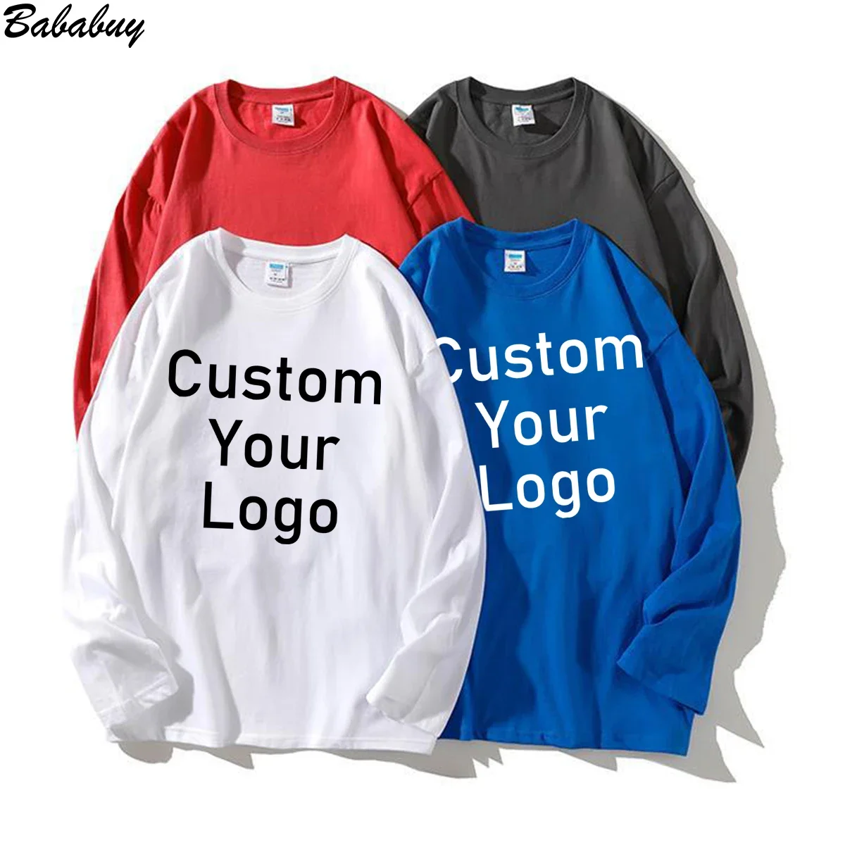 100% Cotton Custom Men Women Long Sleeve T Shirt  Make Your Design Logo Pictures or Texts Printed Design Gifts for Friends