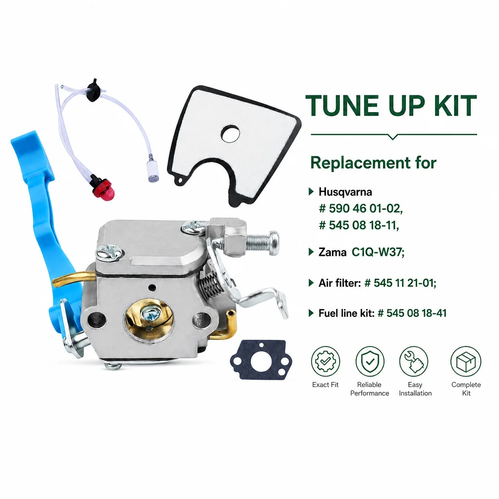 8-in-1 Carburetor Air Filter Kit For Husqvarna 125B 125BX 125BVX Leaf Blower, OEM 590460102 545081811 Zama C1Q-W37 with Gaskets