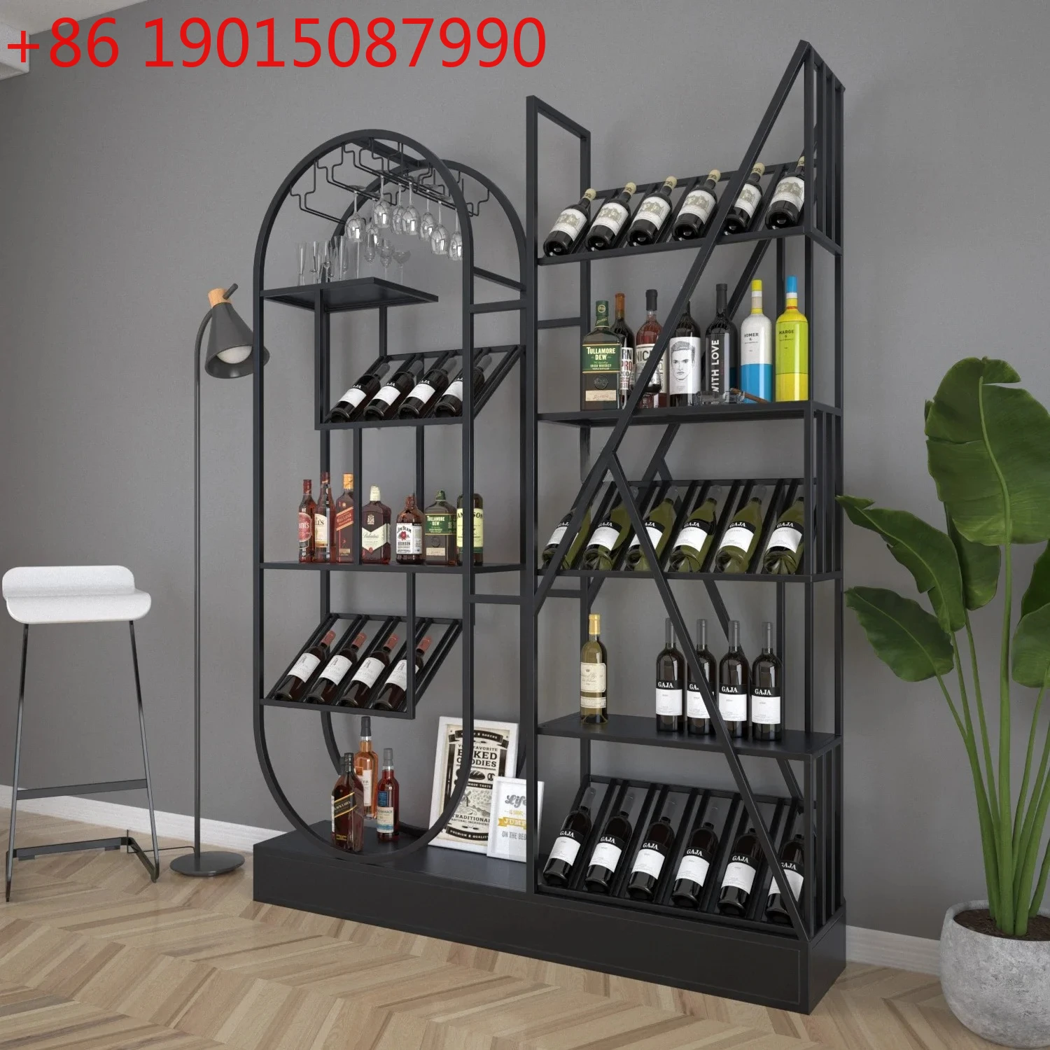 

Yh Wine rack wrought iron floor creative custom display rack partition restaurant storage industrial wind