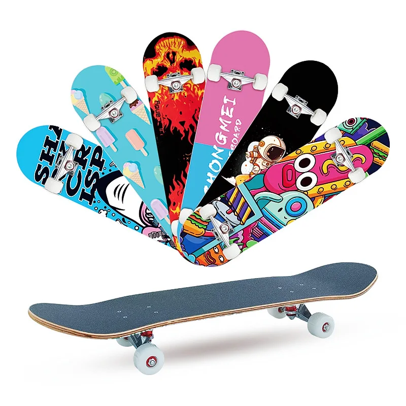 31-inch-skateboard-professional-adult-street-maple-four-wheel-beginner-children-double-rocker-concave-skateboard