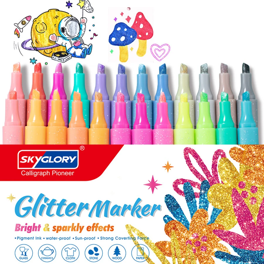 

24/12 color dual-tip fluorescent pen doodling flash pen, suitable for DIY, doodling, poster cards, and festival decoration