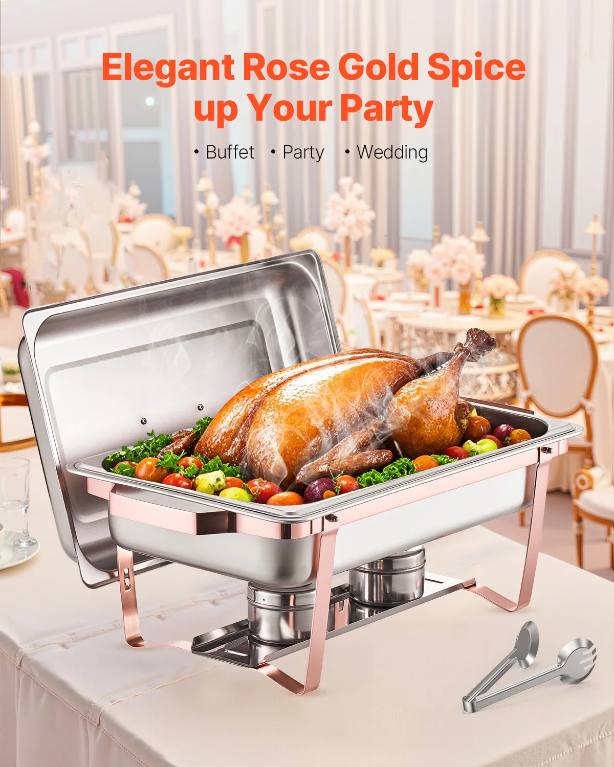 SucceBuy 8 Qt 2er-Pack Chafing Dish Buffetset Edelstahl Chafer Rechteckiger Catering-Wärmerserver mit Deckel für Party-Bankett