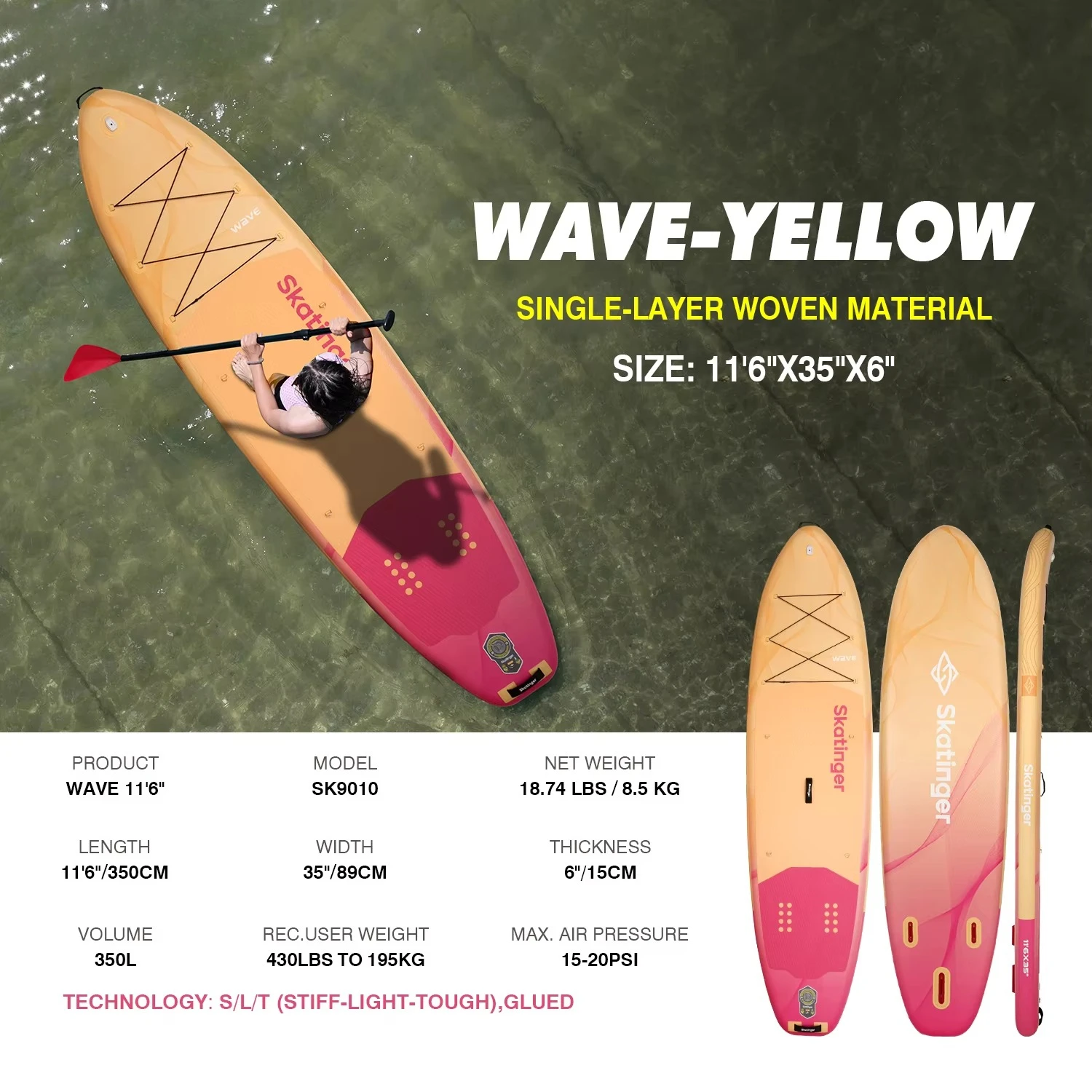 2026 New Design Popular Surfing Paddle Woven Drop Stitch Stand up Paddle Board Eco-friendly Paddleboard