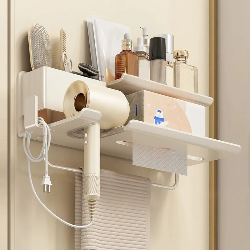 

MOPHE-алюминиевый сплав без сверления, настенный держатель для фена, кремово-желтый, с вешалкой для полотенец