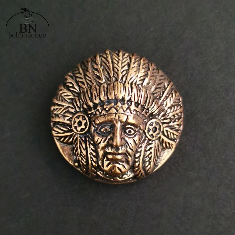North America Indian Skull Head Rivet Connector Decoration Button Retro Brass DIY Leather Blet Wallet Garment Buckles with Screw