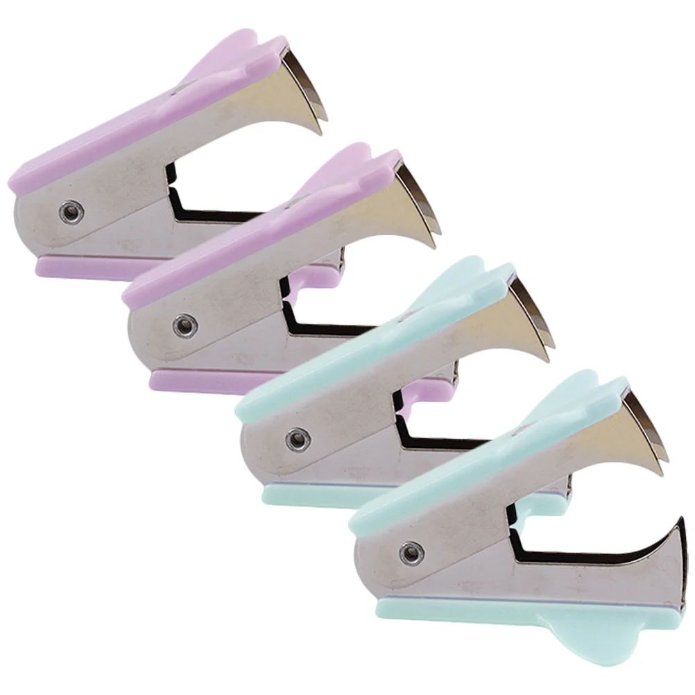 

4 Pcs Staple Remover Ergonomic H Held Nail Puller for Supply Use Portable Tool Purple Green Colors