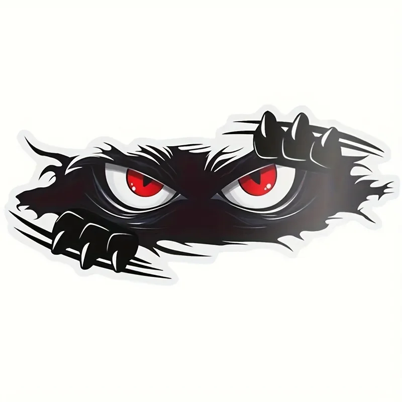 Angry Peek Monster Car Sticker - Durable PVC Bumper Sticker, Fun Monster Design, Black