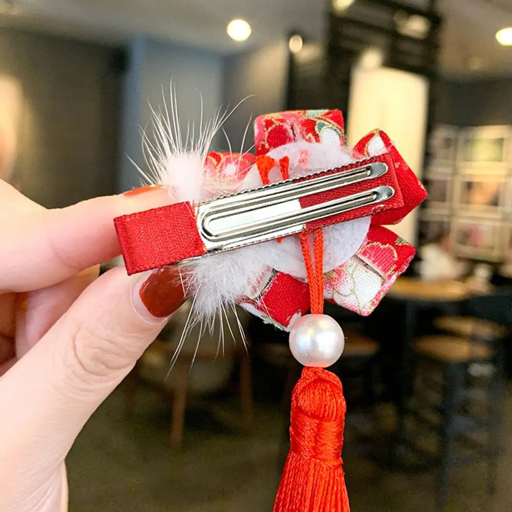 أصحاب بلون الفتيات أجراس شرابة Bowknot الأطفال أغطية الرأس الشعر حبل السنة الجديدة إكسسوارات الشعر مشبك منقار البط