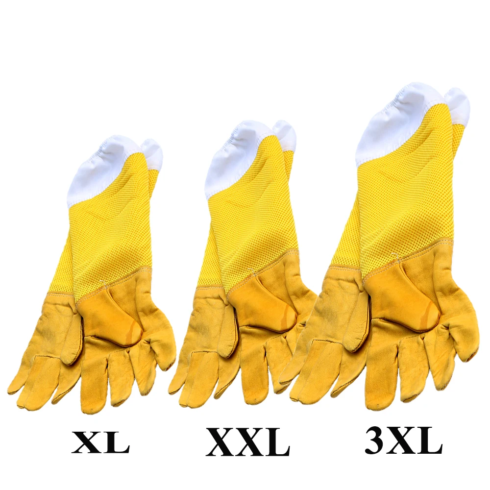 Beekeeping Gloves Hand Protection – Sheepskin Mesh Ventilated Cotton Sleeve, Beekeeper Safety Gloves
