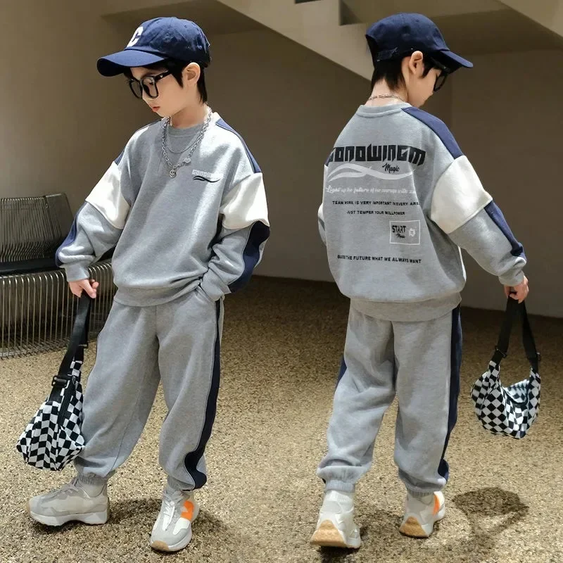 

2024 Spring Kid Children's Top and Bottom Clothes Boy Sets Sweatshirt Top Pant 6 7 8 9 10 11 12 13 14 15 Years Outfit Tracksuits