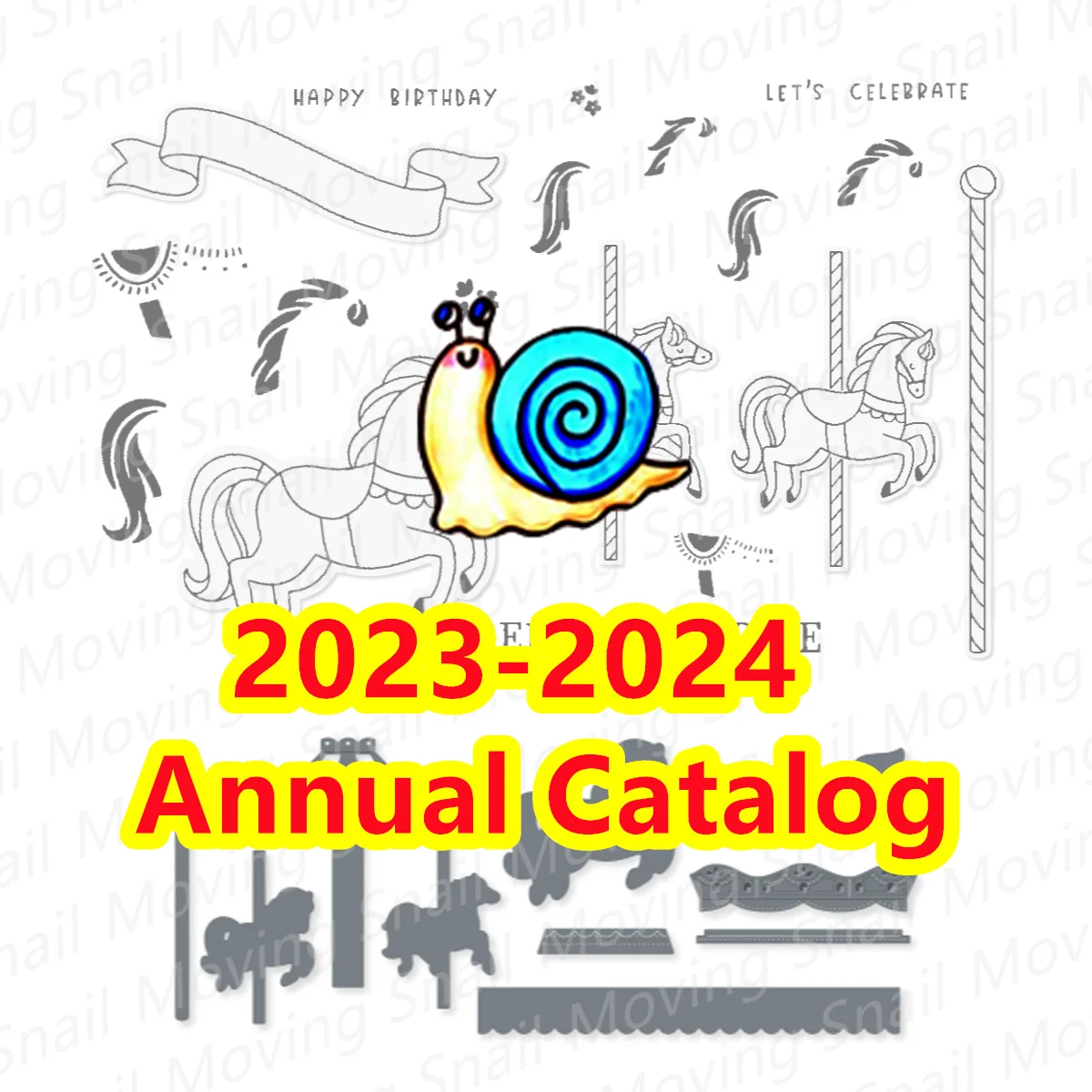 May 2023 to April 2024 New Catalog Carousel Horses Clear Stamps Set and Metal Cutting Dies Scrapbooking For Greeting Card Making