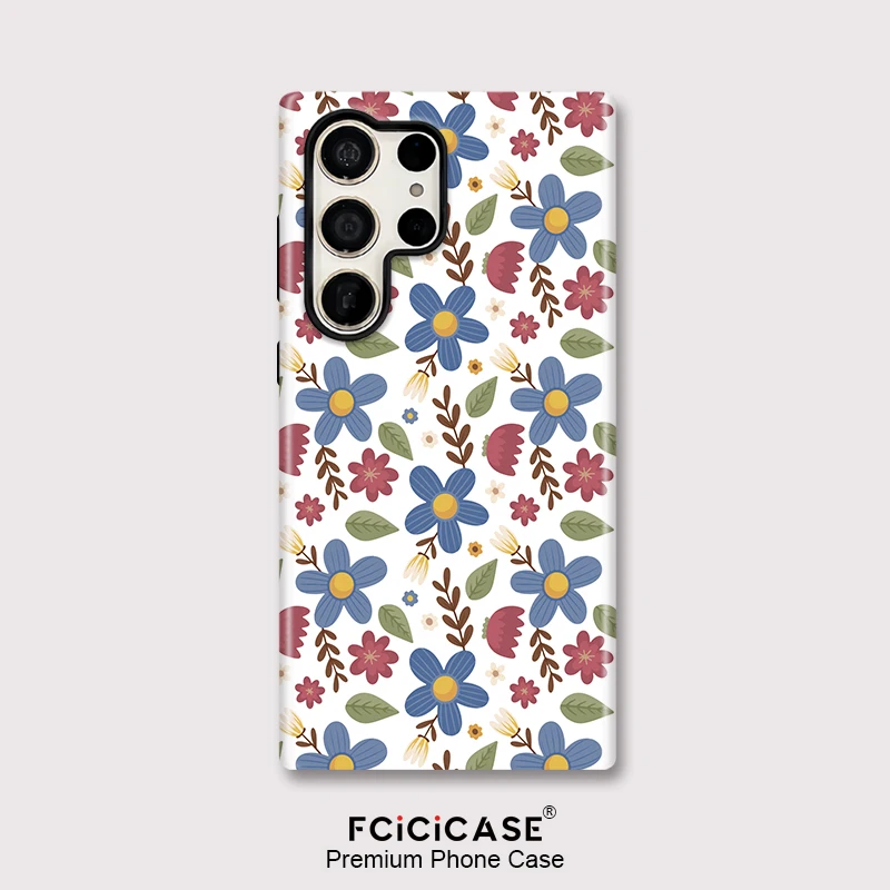 Fcicicase Flowers Pattern Phone Case For Samsung Galaxy S25 Plus S20 FE S23+ A56 A16 A36 A26 S24+ Matte Double-layer Cover