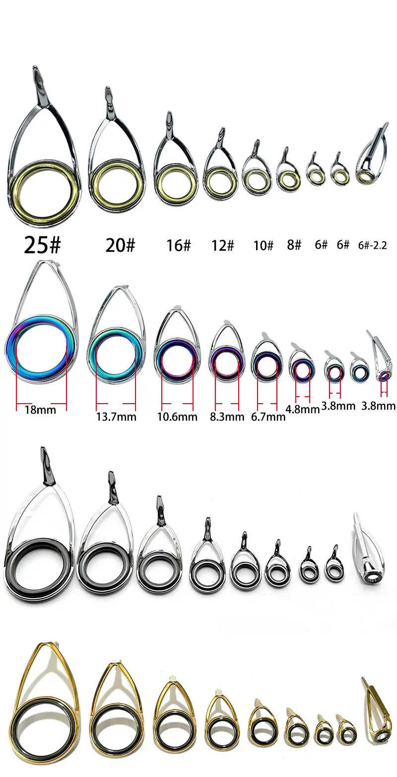 TAKEDO TN75-1 5er-Set Spinnrutenführungen aus Edelstahl mit Keramikringen für DIY-Angelruten-Zubehör – Detail 2