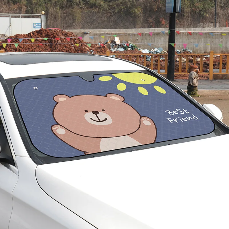 

Car Sun Protection and Heat Insulation Visor Cartoon Cute Universal Sun Visor Car Front Windshield Visor Protective Accessories