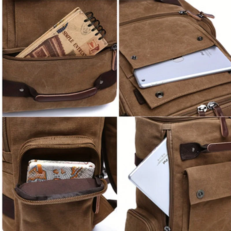 Men\'s Backpack Vintage Canvas Backpack School Bag Men\'s Travel Bags Large Capacity Backpack Laptop Backpack Bag Rucksack