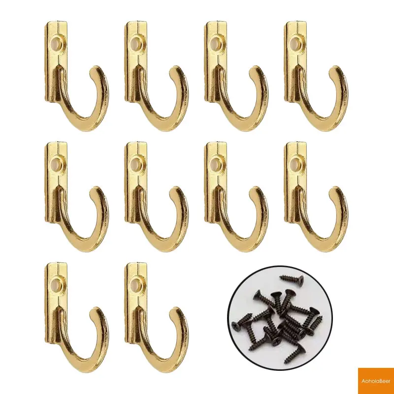 10 Units Coffee Mug Hanging Hooks Iron Metal Wall Hook Mount for Wood Slatwall Coat Hanger Bedroom Towel Shelf Kitchen Gadgets