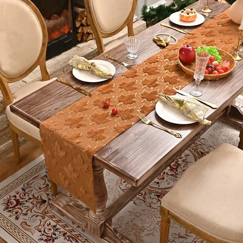 Light Luxury Christmas Solid Color Jacquard Table Flag Embroidered Sequins Table Cloth Party Decoration TV Cabinet Cover Towel