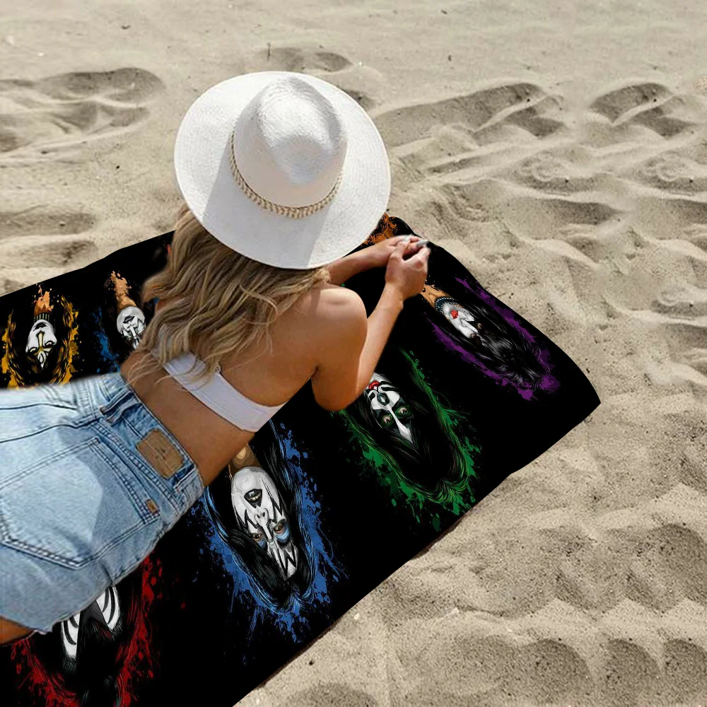 Retro-KISS Rock Band Towel Microfiber Beach Towel Absorbent Quick dry Soft Yoga Swimming Resort Mountain Climbing Towel