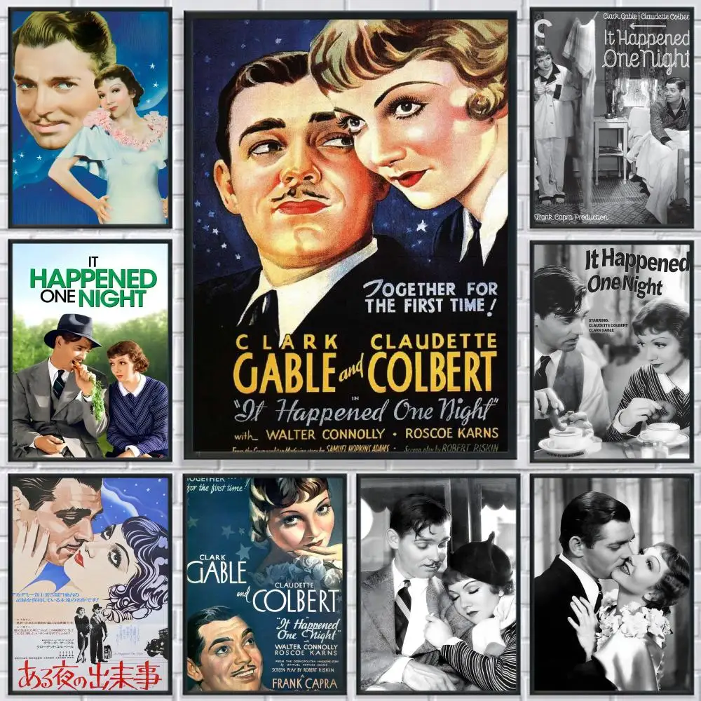 

Retro Comedy It Happened One Night Poster HD Print Personalized Canvas Wall Mural Art Photos for Living Room Home Decor Durable